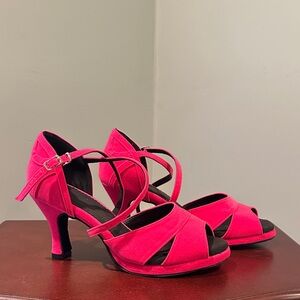Dance/Salsa Shoes- Elegant Pink Velvet Strappy Heels